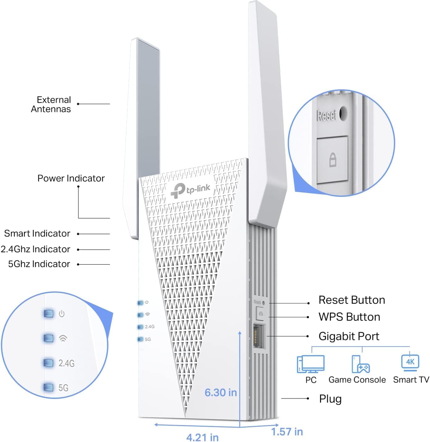 TP-Link AX3000 WiFi 6 Range Extender WiFi Booster (RE715X) – Dual-Band up to 3 Gbps, EasyMesh Compatible, OneMesh, Gigabit Port, Smart Signal Indicator, WPS Setup, WPA3 Security