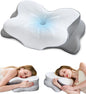 Cervical Neck Pillow, Ergonomic Memory Foam Pillows for Neck Pain Relief with Breathable Pillowcase, Contour Neck Support Pillow for Side Back Stomach Sleepers White