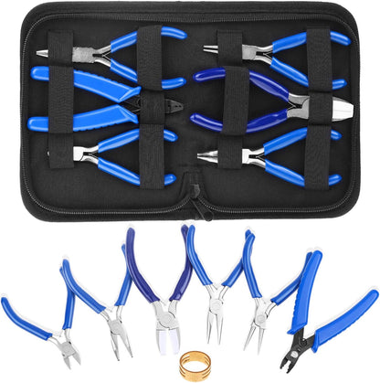 Jewelry Pliers, Shynek 6pcs Jewelry Making Pliers Tools with Needle Nose Pliers/Chain Nose Pliers, Round Nose Pliers, Nylon Jaw Pliers, Wire Cutter, Bent Nose Pliers and Crimping Pliers
