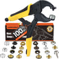 Heavy Duty Snap Fastener Tool Adjustable Snap Setter Tool Includes 100 Sets 15mm Snaps for Boat Cover, Replacing Metal Snaps, Repairing Boat Covers, Canvas, Sewing, Tarps