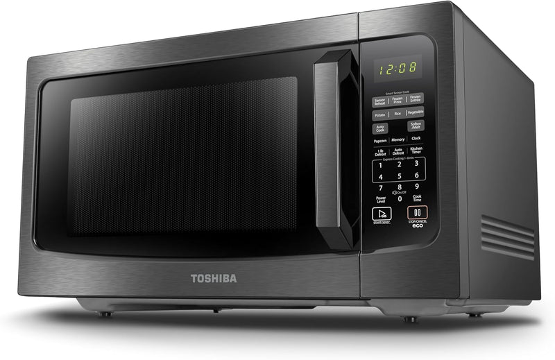 TOSHIBA ML-EM45P(BS) Countertop Microwave Oven with Smart Sensor and Position Memory Turntable, Memory Function, 1.6 Cu.ft with 13.6 inch Removable Turntable, Black Stainless Steel, 1200W