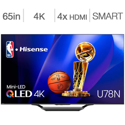 Hisense 65" U78N Series 4K QLED Mini-LED Pro TV – 144Hz, Quantum Dot, Full Array Local Dimming, Dolby Vision HDR, HDMI 2.1, Google TV - PuriLite