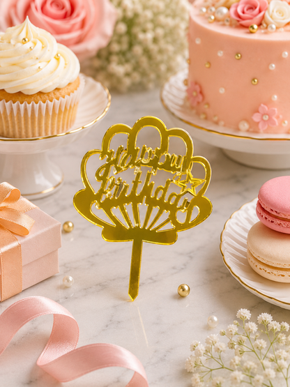 Acrylic Sweet Toppers 10pcs Pack Happy Birthday, Nikah Mubarak, Baat Paki Cake & Cupcake Decoration