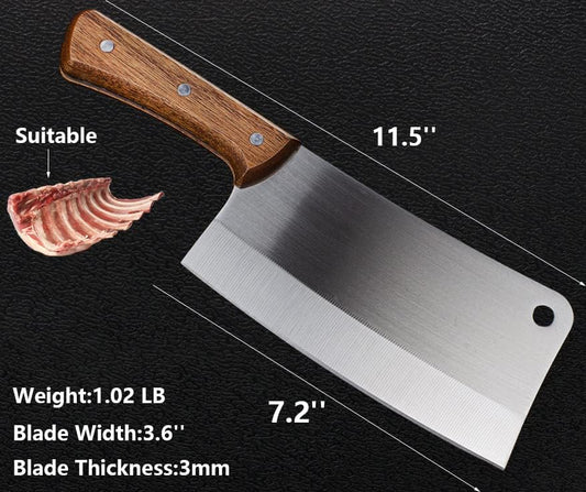 Meat Cleaver - 7'' Heavy Duty Butcher Knife Meat Chopper Bone Cutting Knife - High Carbon German Stainless Steel - Pearwood Handle for Home Kitchen and Restaurant - ZENG JIA DAO