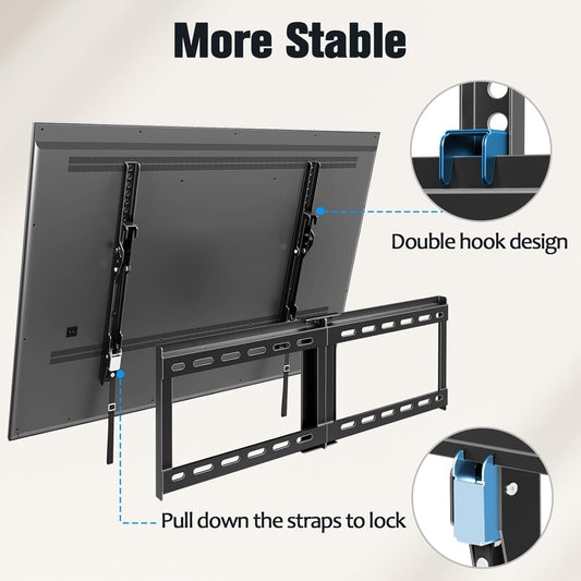 Mounting Dream UL Listed TV Mount for Most 37-75 Inch TV, Universal Tilt TV Wall Mount Fit 16", 18", 24" Stud with Loading Capacity 132lbs, Max Vesa 600 x 400mm, Low Profile Flat Wall Mount Bracket - PuriLite