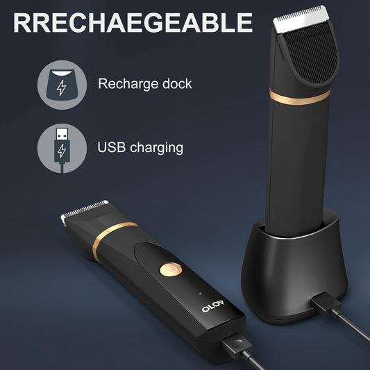 OLOV Electric Groin Hair Trimmer for Men – Waterproof Body & Nose Hair Trimmer with Ceramic Blades – Rechargeable Male Grooming Razor - PuriLite