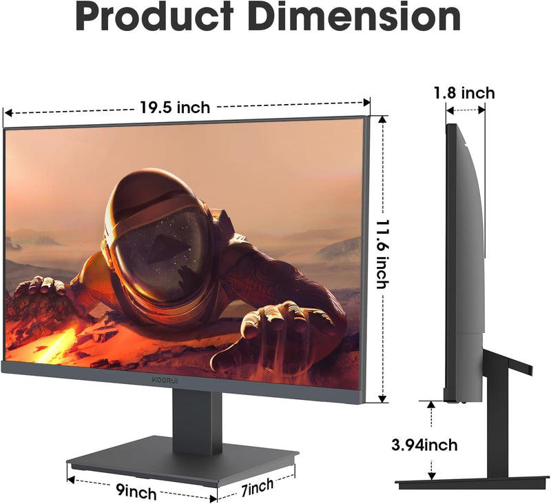 KOORUI 22 Inch Computer Monitor, FHD 1080P VA Desktop Display, 75HZ Ultra Thin Bezel/Eye Care/Ergonomic Tilt, HDMI VGA Ports LED Monitor for PC, VESA Mounting