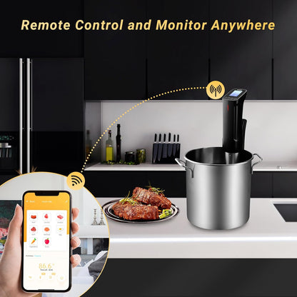 INKBIRD WiFi Sous Vide Cooker Machine ISV-100W, 1000 Watts Power Sous Vide Cooker, Accurate Temperature Time Control with Fast-Heating, Smart Wireless Immersion Circulator 14 Preset Recipes on APP