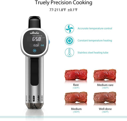 Sous Vide Cooker, Wancle Thermal Immersion Circulator, Accurate Temperature Digital Timer, Ultra-quiet, 850 Watts, 120V, Stainless Steel/Black