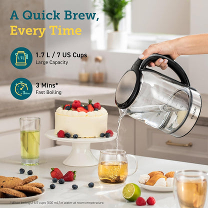 Cosori Electric Kettle Temperature Control with 6 Presets, 60min Keep Warm 1.7L Electric Tea Kettle & Hot Water Boiler, 304 Stainless Steel Filter, Auto-Off & Boil-Dry Protection, BPA Free, Black