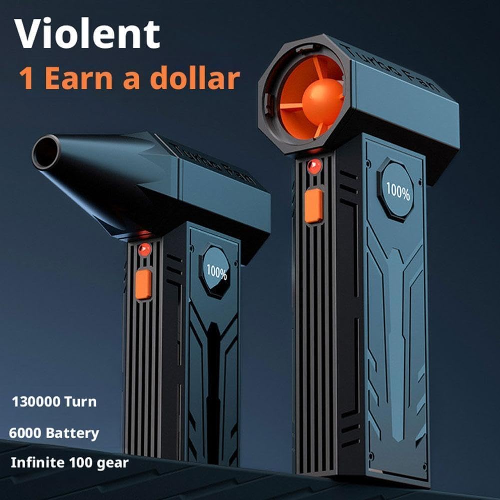 Portable Cordless Turbo Snow Blower with Adjustable Speeds, Compact Hot Air Blower for Snow Removal, Dust Cleaning, and Drying