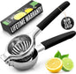 Zulay Lemon Squeezer Stainless Steel with Premium Heavy Duty Solid Metal Squeezer Bowl and Food Grade Silicone Handles - Large Manual Citrus Press Juicer and Lime Squeezer Stainless Steel (Black)