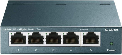 TP-Link TL-SG105 5 Port Gigabit Unmanaged Ethernet Network Switch, Ethernet Splitter, Plug and Play, Fanless Metal Design, Shielded Ports, Traffic Optimization, Limited Lifetime Protection,Black