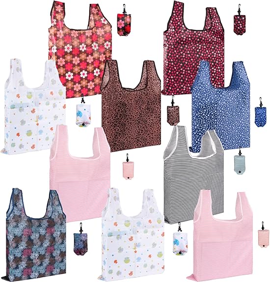 Reusable Grocery Bags, Large 50LBS Foldable Reusable Grocery Nylon Shopping Tote Bags, Machine Washable Waterproof