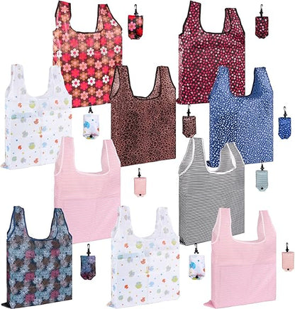 Reusable Grocery Bags, Large 50LBS Foldable Reusable Grocery Nylon Shopping Tote Bags, Machine Washable Waterproof