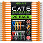 GearIT 20-Pack Cat6 Patch Cable 0.5 Foot / 6 Inches Cat 6 Ethernet Cable Snagless Flexible Soft Tab - Preimum Series - Orange