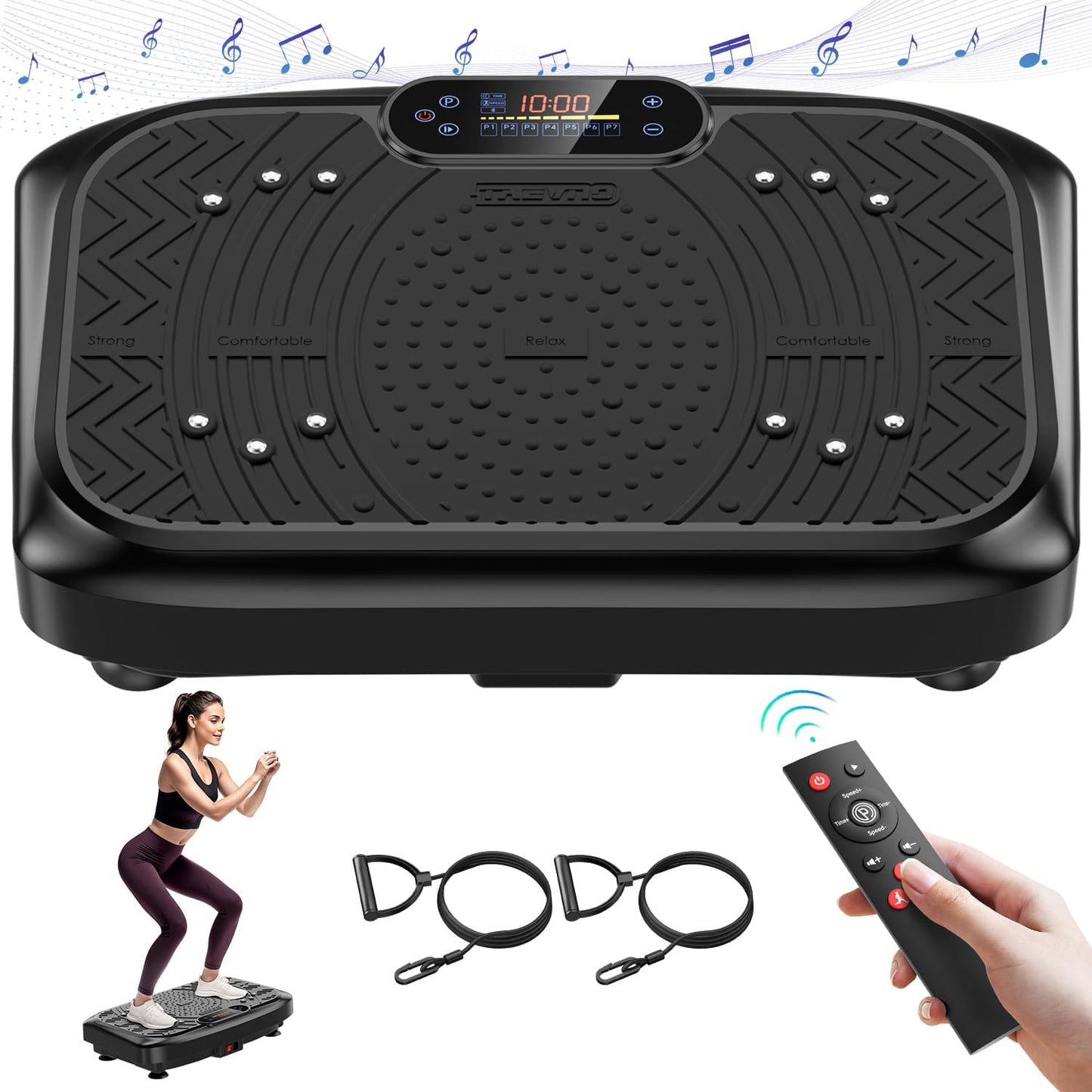 Vibration Plate Exercise Machine – 199-Speed Adjustable Vibration Platform with Bluetooth, LED Display & Resistance Bands – 450 lb Capacity