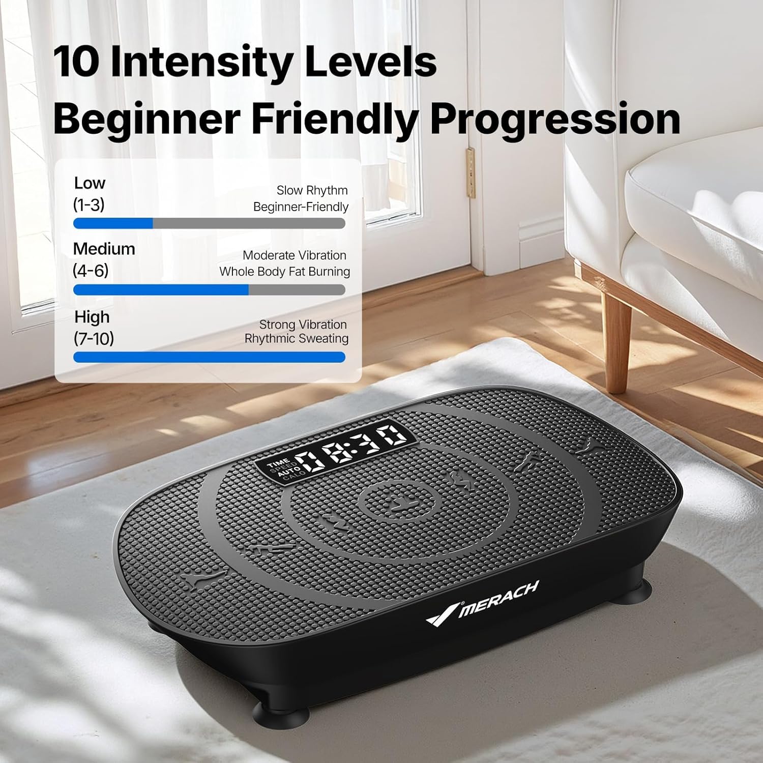 Slim Vibration Plate Exercise Machine – Home Workout Vibration Platform with LED Calorie Tracking - PuriLite
