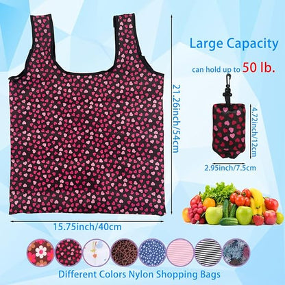 Reusable Grocery Bags, Large 50LBS Foldable Reusable Grocery Nylon Shopping Tote Bags, Machine Washable Waterproof