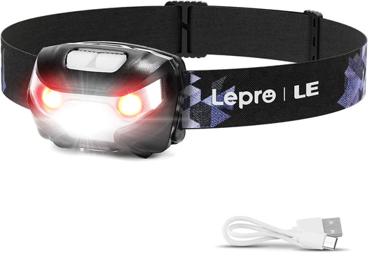 Rechargeable LED Headlamp with Adjustable Beam, 5 Light Modes, USB Charging, Lightweight Head-Mounted Flashlight for Camping, Running, and Outdoor Use - PuriLite