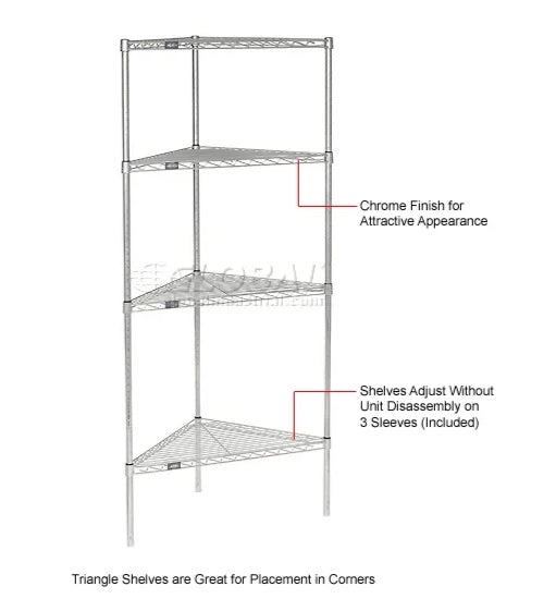 Nexel® ST24C Chrome Triangle Wire Shelf 24" - PuriLite