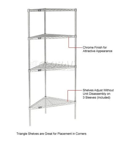 Nexel® ST24C Chrome Triangle Wire Shelf 24" - PuriLite