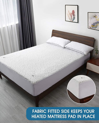 CURECURE Electric Heated Mattress Pad - Queen Size Underblanket with Dual Controllers, 4 Heating Levels, 10H Auto Off, 15" Deep Pocket, Machine Washable