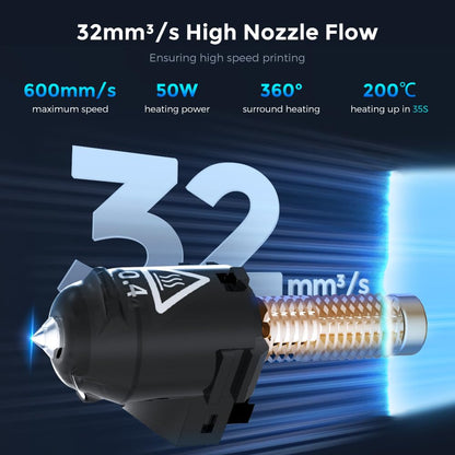 FLASHFORGE Adventurer 5M Nozzle Assembly, 32mm³/s High Flow, 35S Fast-Heat 200℃, 3S Quick-Release 3D Printer Copper Steel Nozzle Parts for AD5M/ AD5M Pro (0.25mm)