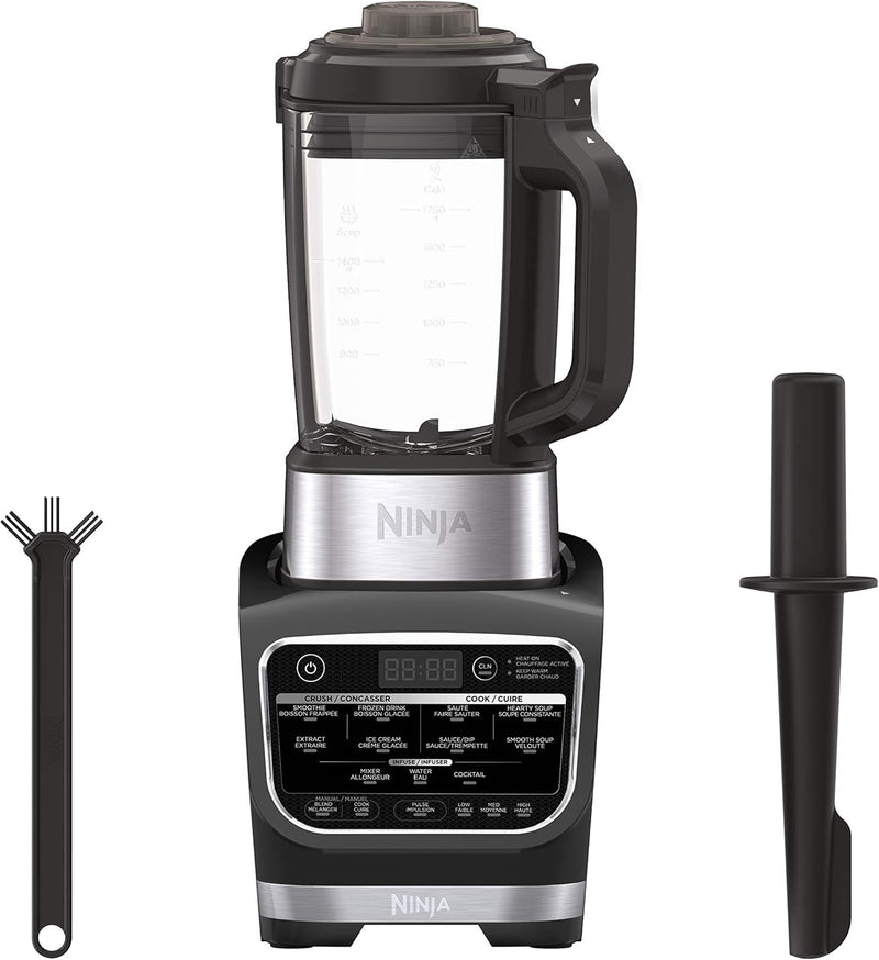 Ninja HB150C, Foodi Cold & Hot Blender with Precision Heating Element, 64oz Glass Pitcher, Black, 1400W (Canadian Version)