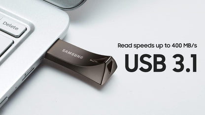 SAMSUNG BAR Plus 256GB - 400MB/s USB 3.1 Flash Drive Titan Gray (MUF-256BE4/AM) [Canada Version]