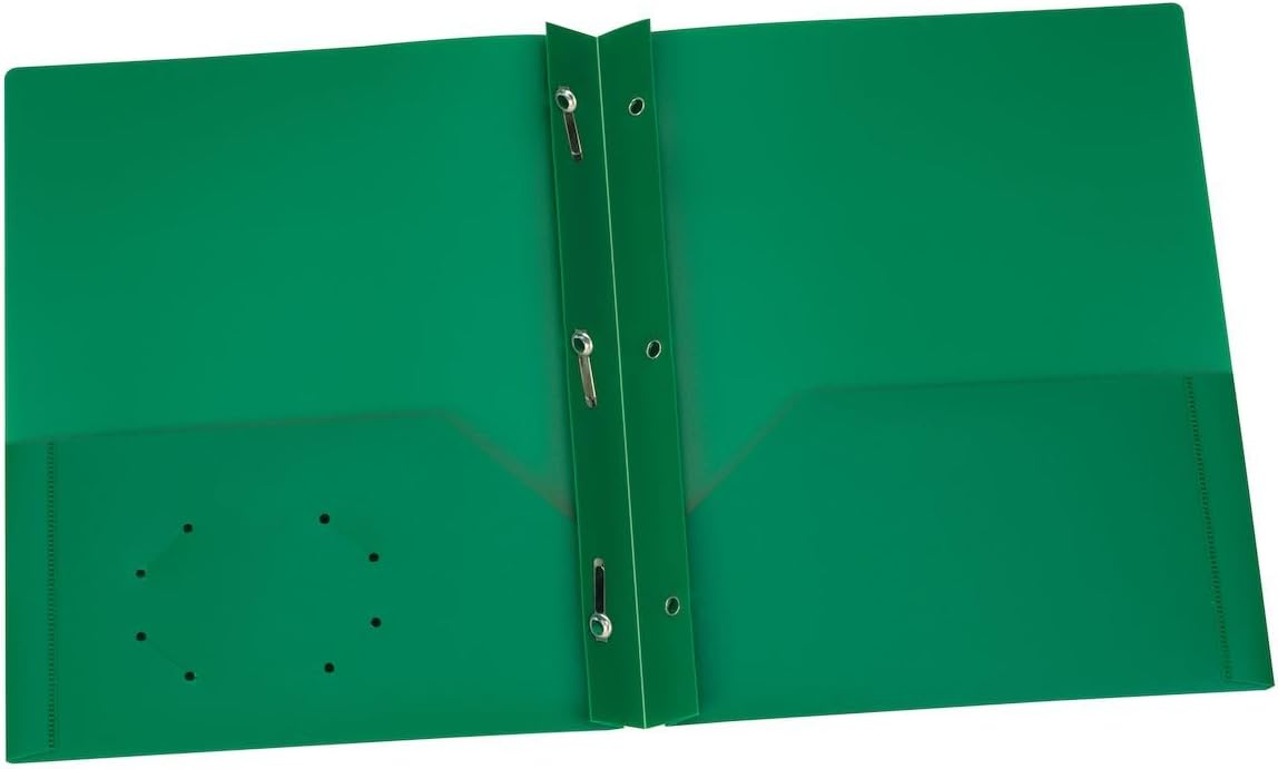 Oxford Duotangs with Two Pockets, Plastic, Letter Size, Green, 25 per Box, Durable File Folders for School and Office Use