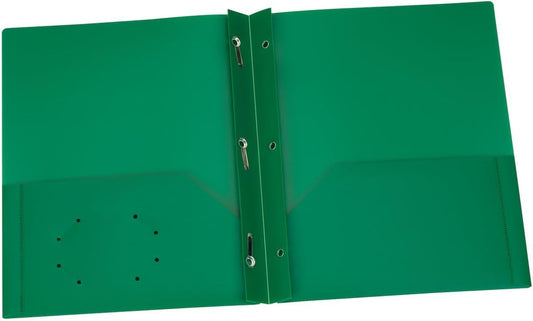Oxford Duotangs with Two Pockets, Plastic, Letter Size, Green, 25 per Box, Durable File Folders for School and Office Use