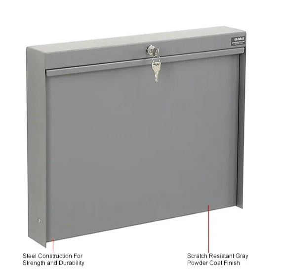 Global Industrial™ Wall Mounted Fold Down Shop Desk, 20"W x 3-3/8"D, Gray