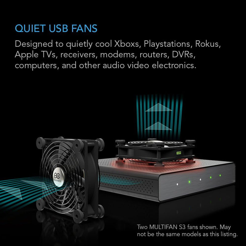 AC Infinity MULTIFAN S5, Quiet Dual 80mm USB Fan, UL-Certified for Receiver DVR PlayStation Xbox Computer Cabinet Cooling