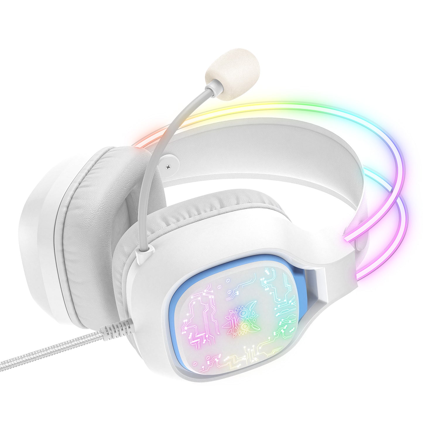 Onikuma X22-WH - RGB Gaming Headset with Microphone, 3.5mm/USB for PC/PS4/Xbox