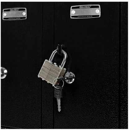 Global Industrial™ 3-Tier 12 Door Locker w/ Key Lock, 28-1/2"Wx11-1/4"Dx38"H, Black, Assembled