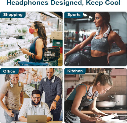 CIVPOWER Neck Fan - Portable Personal Bladeless Cooling Fan, Hands-Free Wearable Design, 3 Speeds, 4000mAh USB Rechargeable Battery for Men & Women (White)