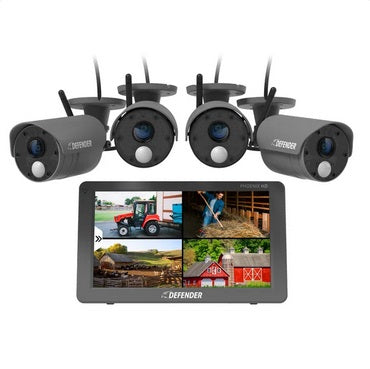 Defender PHOENIXHD Non-WiFi, Plug-in Power Security System with 4 Cameras & 10.1” HD Monitor