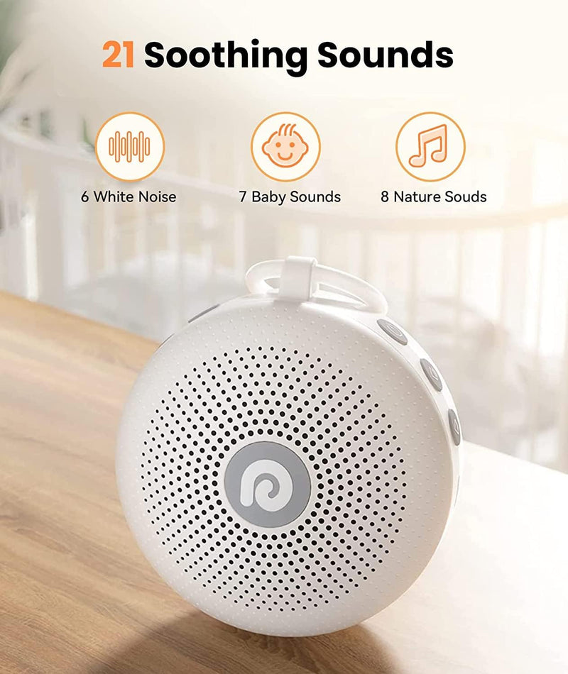 Dreamegg White Noise Machine - Portable Sound Machine for Baby Adult, Features Powerful Battery, 21 Soothing Sounds for Sleeping, Rechargeable Sleep Aid Sound Machine Baby for Home Travel Nursery Gift