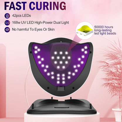 UV LED Nail Lamp, NAILGIRLS 168W Fast UV Light for Nails Gel Polish, Professional Curing with 4 Timer Setting Auto Sensor, LED Gel Nail Dryer for Fingernail and Toenail Home Salon Use, Nail Art Tools