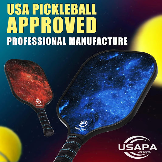 DULCE DOM Pickleball Paddles, USAPA Approved Fiberglass/Graphite Pickleball Set of 2/4 with Pickleball Paddles, 4 Pickleball Balls and Pickleball Bag, Pickleball Rackets Equipment for Beginners & Pros - PuriLite