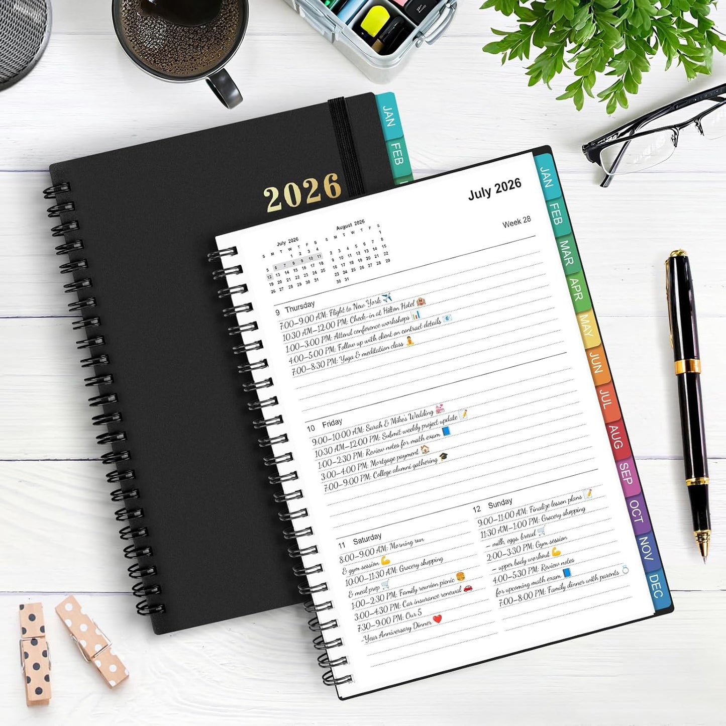 2026 Planner – Weekly Monthly Planner 2026 – Large 8.5 x 11 Planner – Thick Paper Productivity Planner (Black)