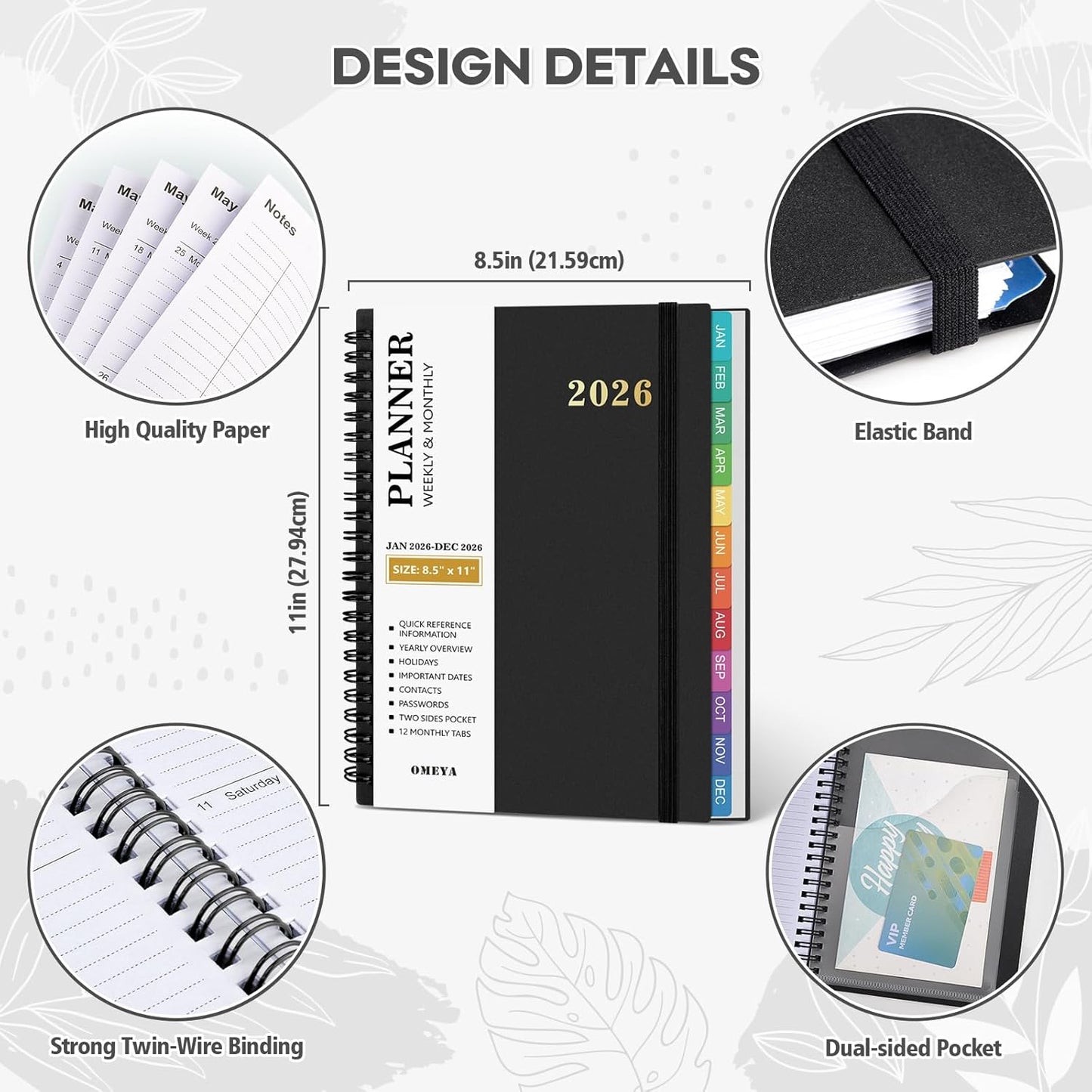 2026 Planner – Weekly Monthly Planner 2026 – Large 8.5 x 11 Planner – Thick Paper Productivity Planner (Black)