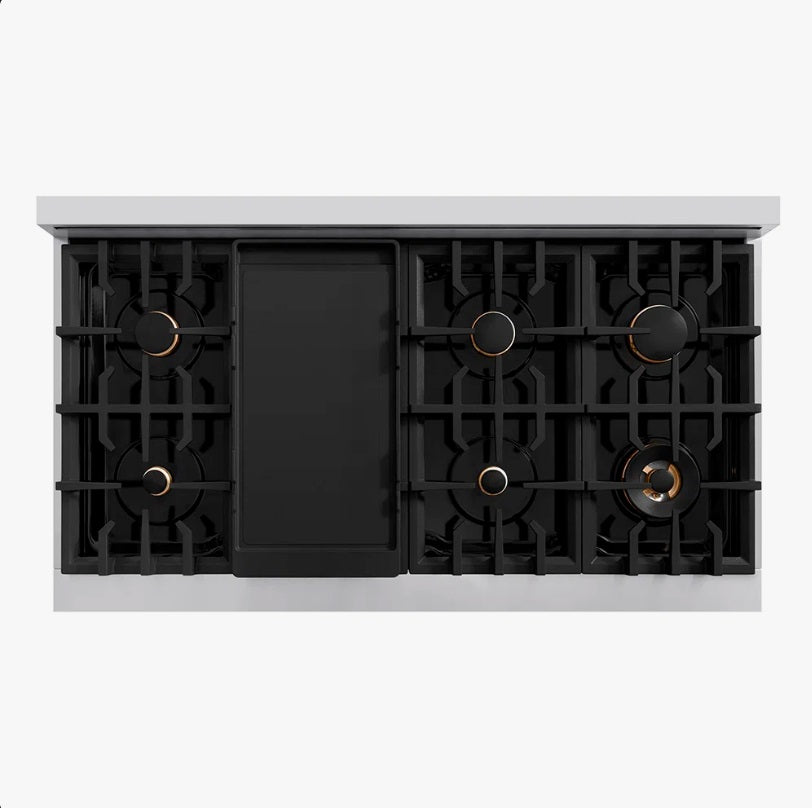 ZLINE 48 in. Classic Gas Rangetop with 8 Brass Burners and Porcelain Cooktop in Stainless Steel RT-BR-48
