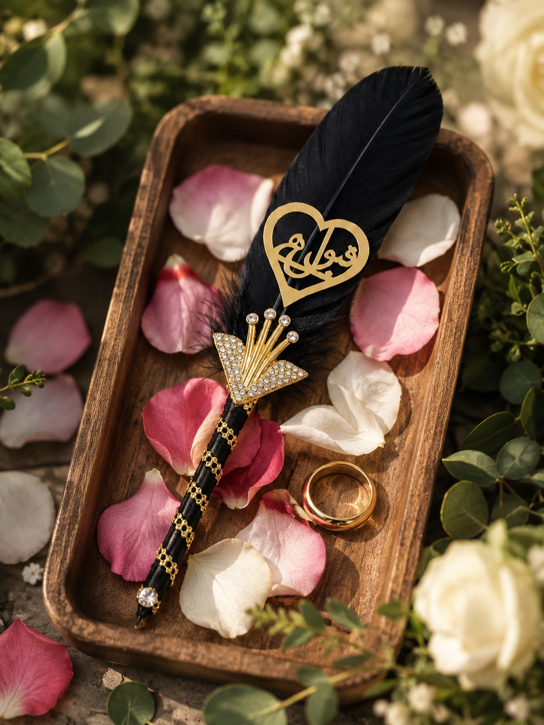 Large Luxury Handmade Nikah Signing Pen | Peacock Feather Wedding Keepsake Bridal Gift