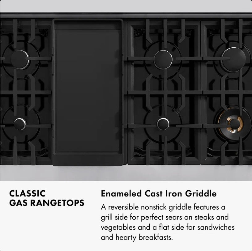 ZLINE 48 in. Classic Gas Rangetop with 8 Brass Burners and Porcelain Cooktop in Stainless Steel RT-BR-48