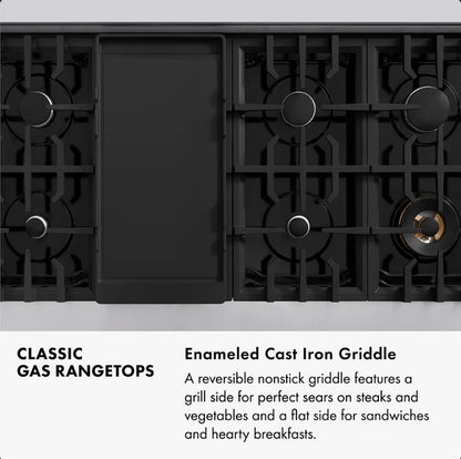 ZLINE 48 in. Classic Gas Rangetop with 8 Brass Burners and Porcelain Cooktop in Stainless Steel RT-BR-48