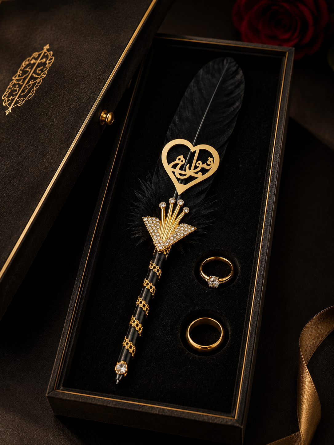 Large Luxury Handmade Nikah Signing Pen | Peacock Feather Wedding Keepsake Bridal Gift