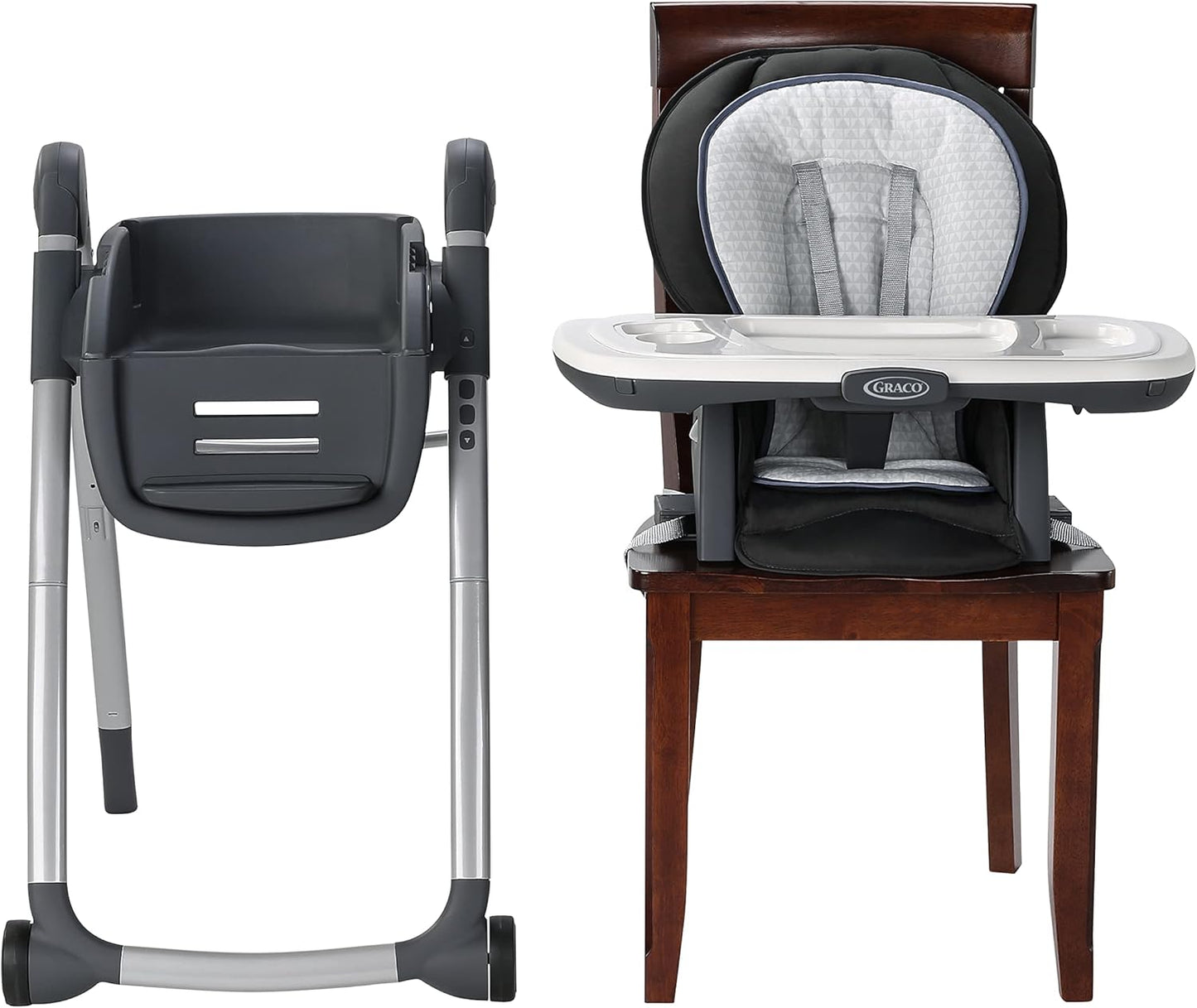 Graco Table2Table Premier Fold 7-in-1 High Chair, Rainier – Convertible Infant to Toddler Highchair with Folding Design