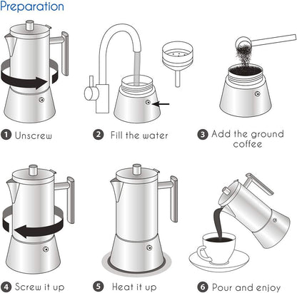 Easyworkz Diego Stovetop Espresso Maker 12Cup 520ml Stainless Steel Italian Coffee Machine Maker Induction Moka Pot